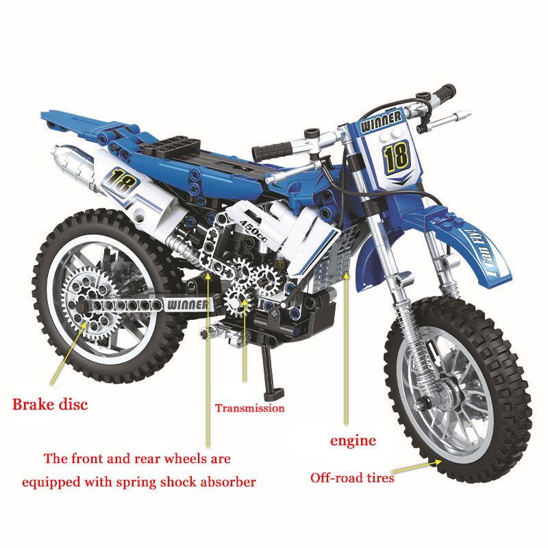 Boutique Planete Jouets France - Moto Cross compatible avec briques LEGO Technic 3 Moto Cross compatible avec briques LEGO Technic – Image 3