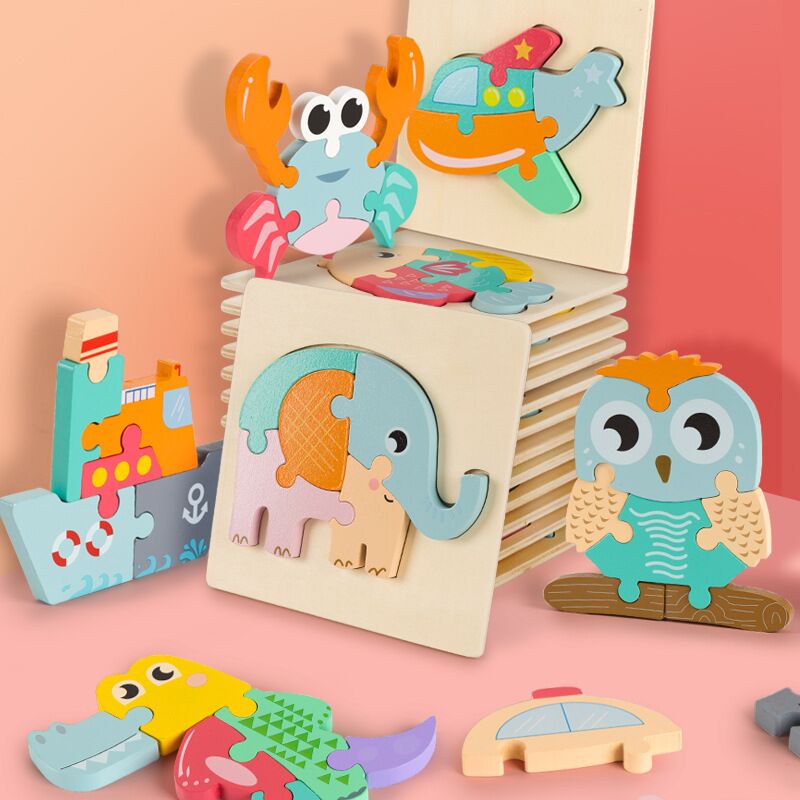 Boutique Planete Jouets France - Jouets éducatifs Puzzle 3D en bois de haute qualité pour bébé 1 Jouets éducatifs Puzzle 3D en bois de haute qualité pour bébé