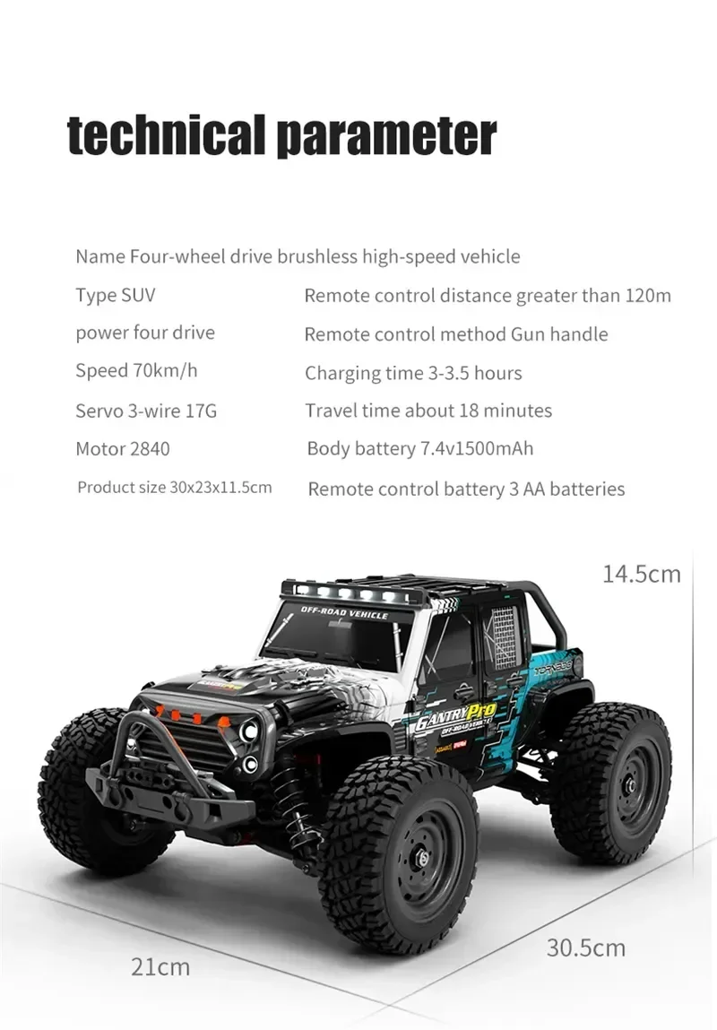 Boutique Planete Jouets France - Voiture Télécommandée 16103 PRO 1:16 : 4x4 Brushless à 70km/h 2 Voiture Télécommandée 16103 PRO 1:16 : 4x4 Brushless à 70km/h – Image 2