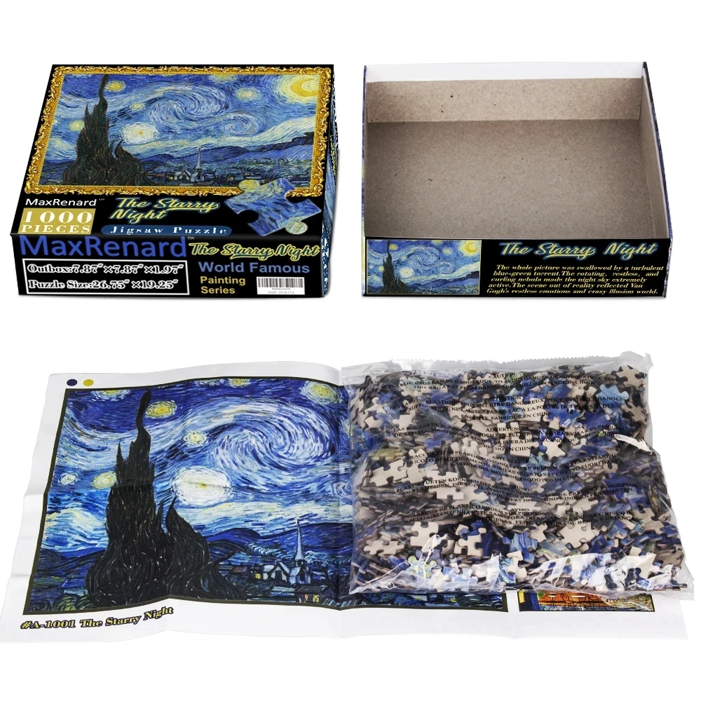 Boutique Planete Jouets France - Puzzle 1000 pièces La Nuit Étoilée de Van Gogh 3 Puzzle 1000 pièces La Nuit Étoilée de Van Gogh – Image 3