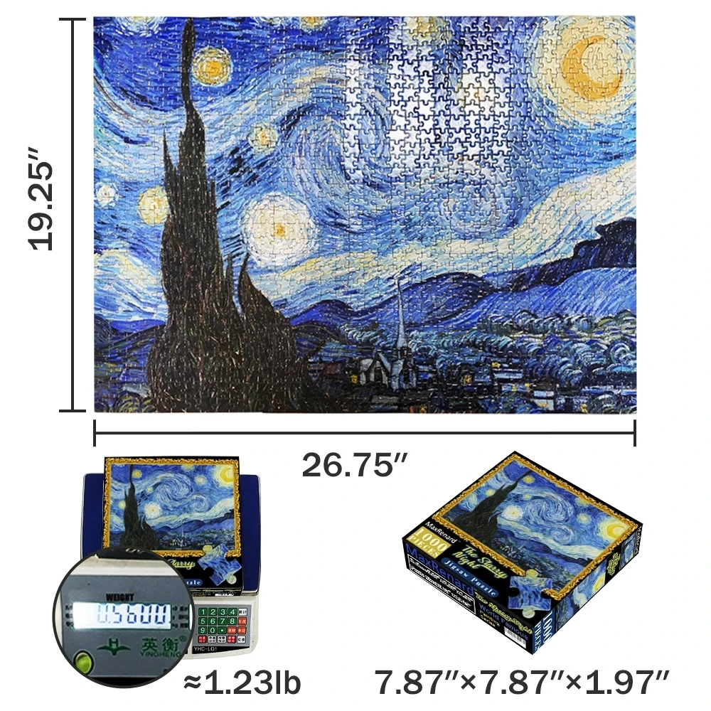 Boutique Planete Jouets France - Puzzle 1000 pièces La Nuit Étoilée de Van Gogh 2 Puzzle 1000 pièces La Nuit Étoilée de Van Gogh – Image 2