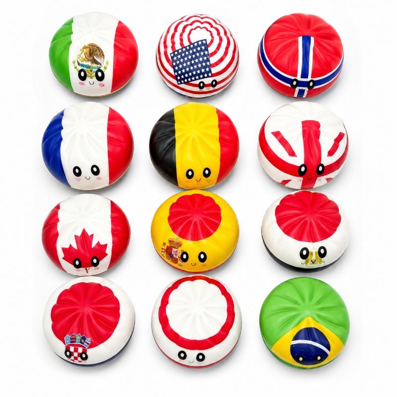 Boutique Planete Jouets France - Squishy Dumpling Drapeaux du Monde – 12 Pays au Choix 1 Les 12 squishies dumpling drapeaux du monde - Planete Jouets France