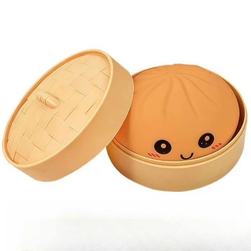 Boutique Planete Jouets France - Squishy Dumpling Pastel avec Panier Vapeur – 4 Couleurs 8 Squishy dumpling orange dans son panier vapeur - Planete Jouets France