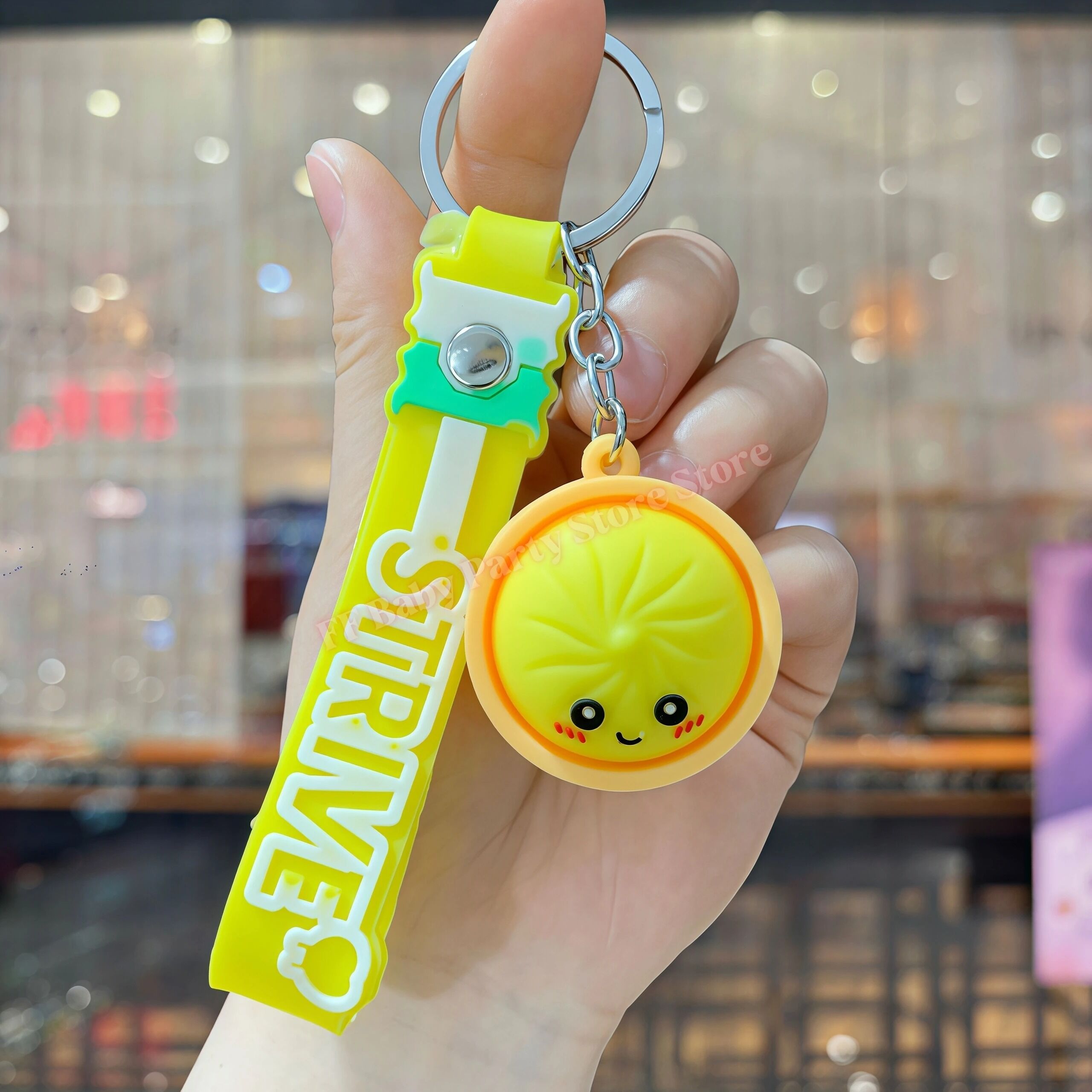 Boutique Planete Jouets France - Porte-Clés Dumpling Kawaii en Silicone – 6 Couleurs 12 Porte-clés dumpling jaune avec dragonne - Planete Jouets France