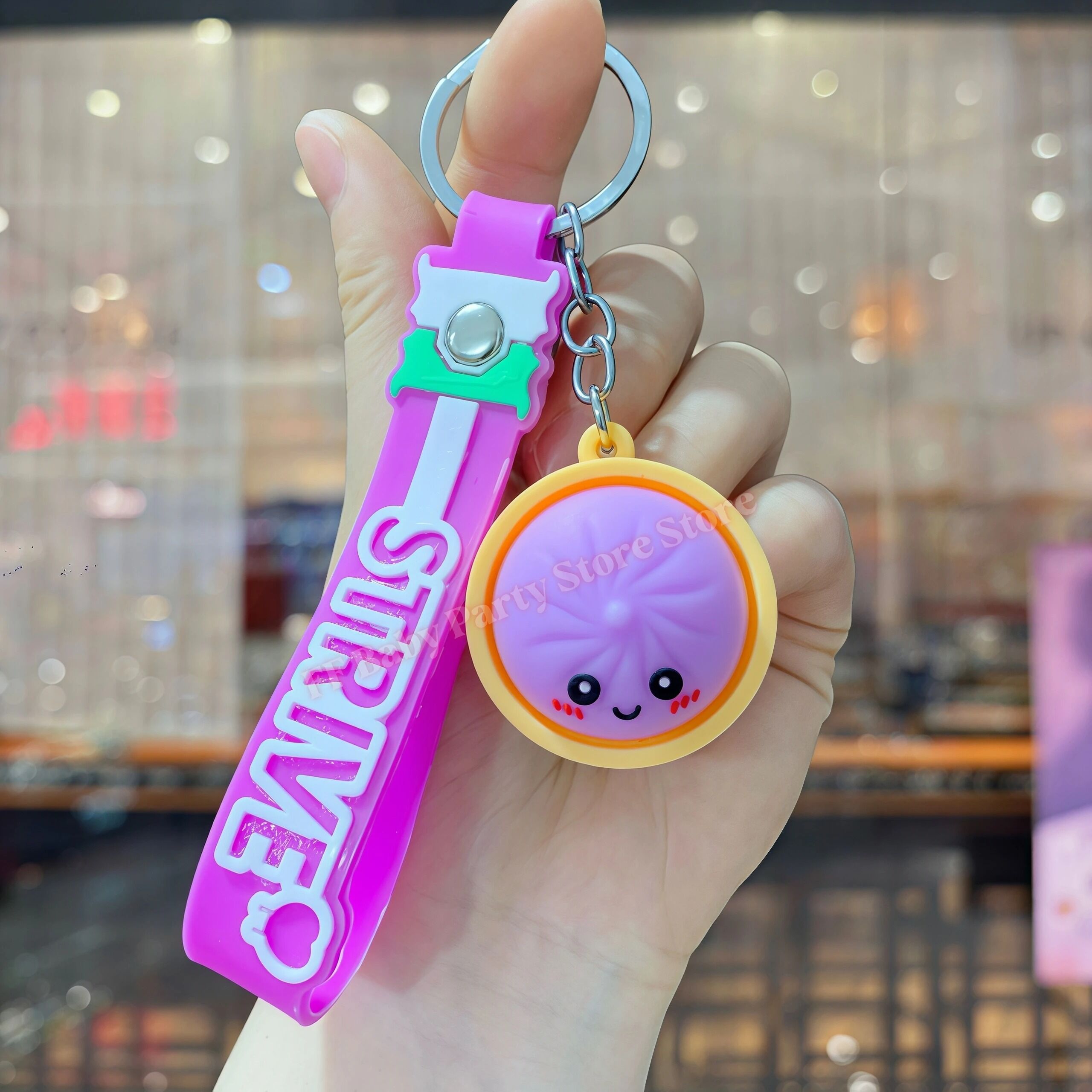 Boutique Planete Jouets France - Porte-Clés Dumpling Kawaii en Silicone – 6 Couleurs 7 Porte-clés dumpling lilas avec dragonne - Planete Jouets France