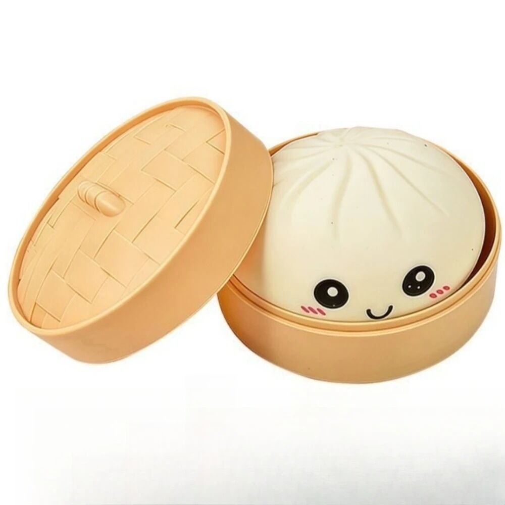 Boutique Planete Jouets France - Squishy Dumpling Pastel avec Panier Vapeur – 4 Couleurs 6 Squishy dumpling beige crème dans son panier vapeur - Planete Jouets France