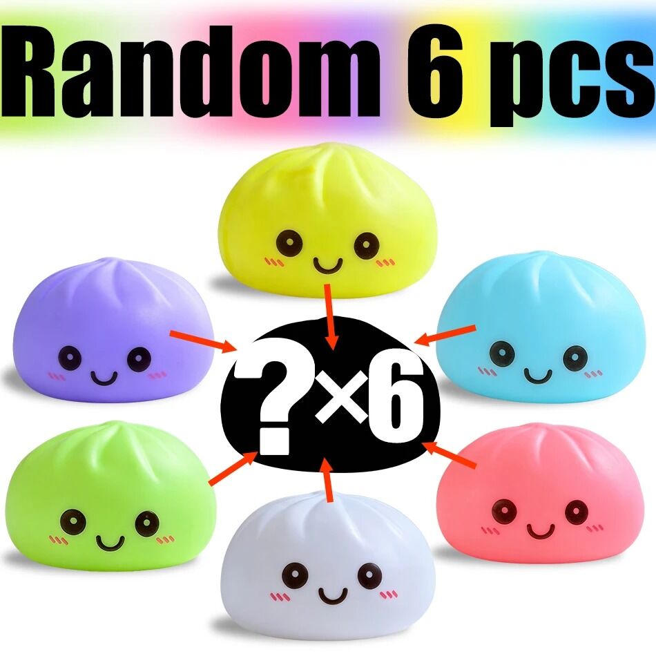 Boutique Planete Jouets France - Squishy Dumpling Lumineux – Veilleuse Kawaii 6 Couleurs 10 Lot surprise de 6 squishies dumpling lumineux - Planete Jouets France
