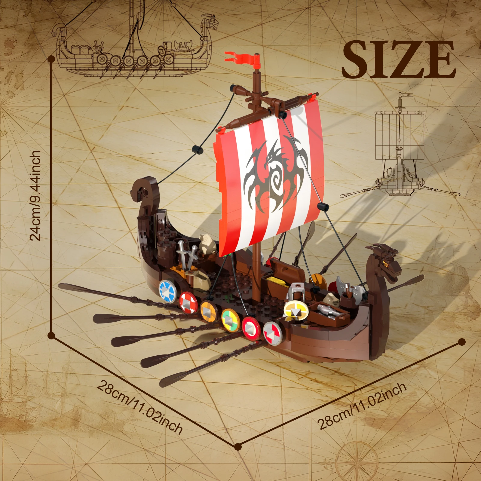 Boutique Planete Jouets France - Blocs de Construction Dragon Bateau Viking Longship 2 Blocs de Construction Dragon Bateau Viking Longship – Image 2