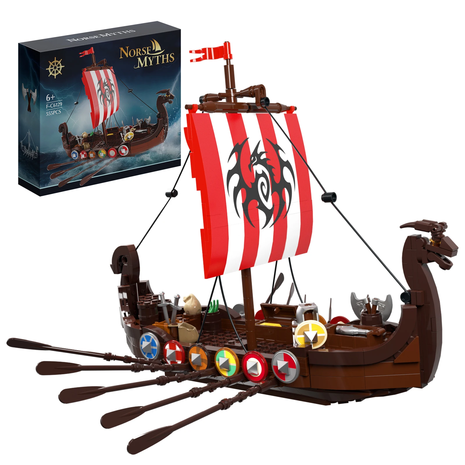 Boutique Planete Jouets France - Blocs de Construction Dragon Bateau Viking Longship 1 Blocs de Construction Dragon Bateau Viking Longship
